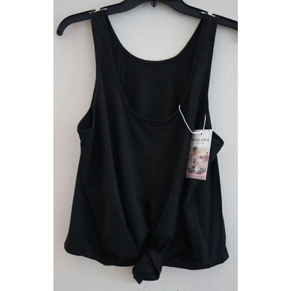 Halara Women's Sz Medium Black Round Neck Tie Front Play It My Way Tank Top - Picture 1 of 9
